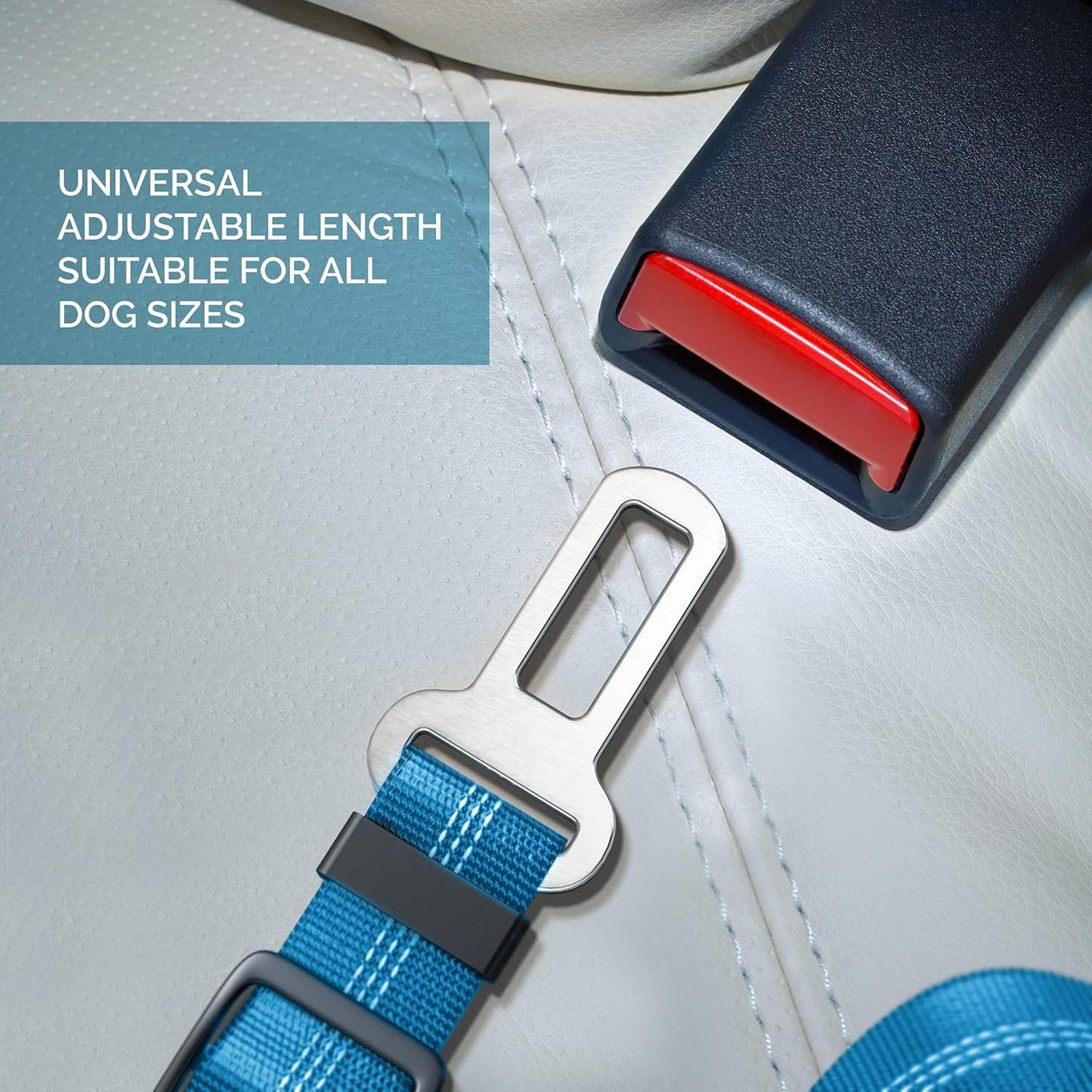Adjustible Car Harness | Seat Belt for Pets with Elastic Bungee Buffer | Essential Travel Accessories | Dog Leash Safety Restraint | Elastic (Blue)