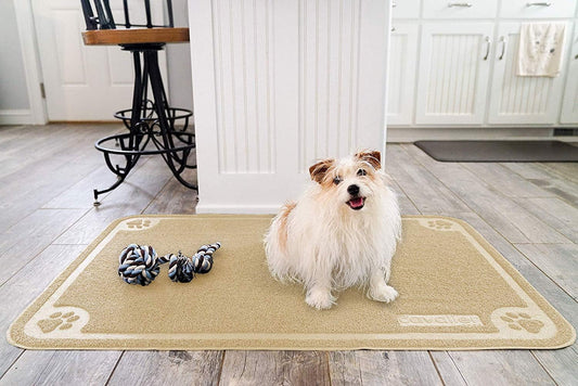 , Bowl Mat for Cat and Dog, Silicone Non-Slip Absorbent Waterproof Dog Food Mat, Easy to Clean, Unique Paw Design