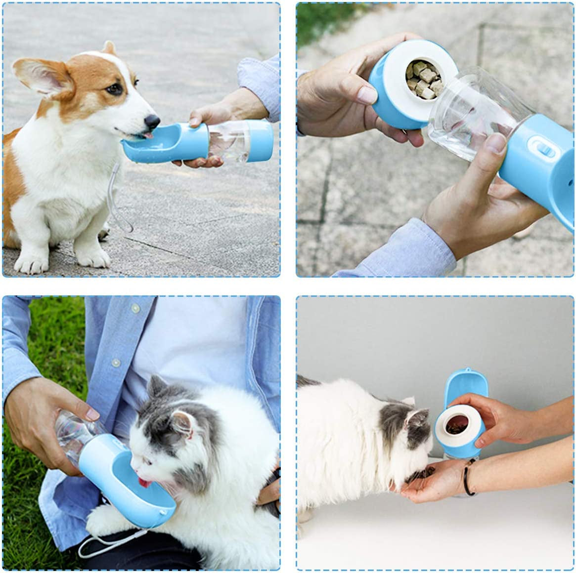 Portable Dog Water Bottle Pet Drinking Bottle Leak Proof Portable Puppy Water Bottle Dispenser and Cats Water Bottle for Walking Traveling Hiking (Blue/258Ml)