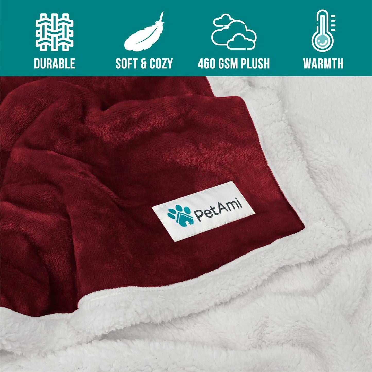 Dog Blanket for Small Medium Dogs, Pet Bed Blanket Cat Puppy Kitten, Fleece Furniture Couch Cover Protector Sofa Car, Soft Sherpa Dog Throw Plush Reversible Washable, Mini 29X40 Maroon Red