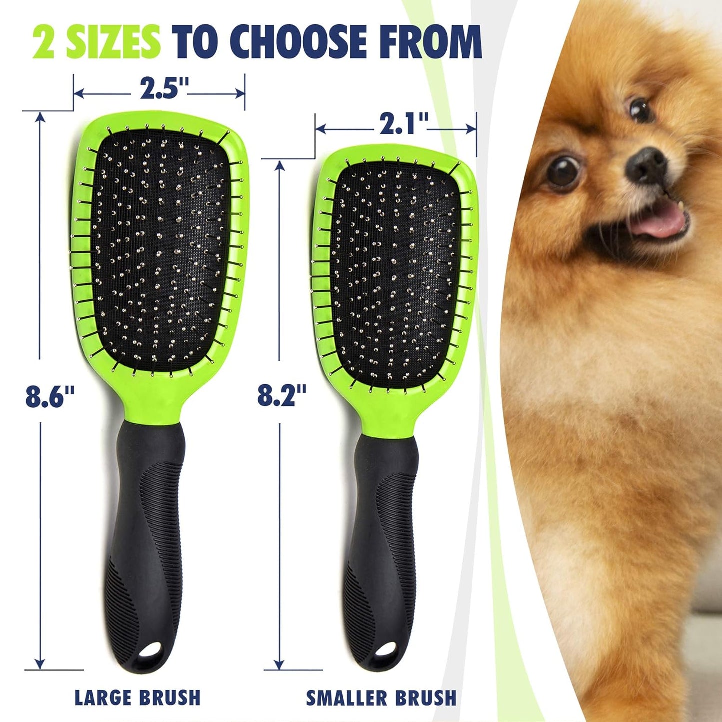 Dog & Cat Brush & Comb Pet Grooming Set - Double Side (Small) - Ultimate Deshedding Tool - Lice and Flea Removing - Perfect Groomer'S Tools - Strong Grip and Soft Bristles
