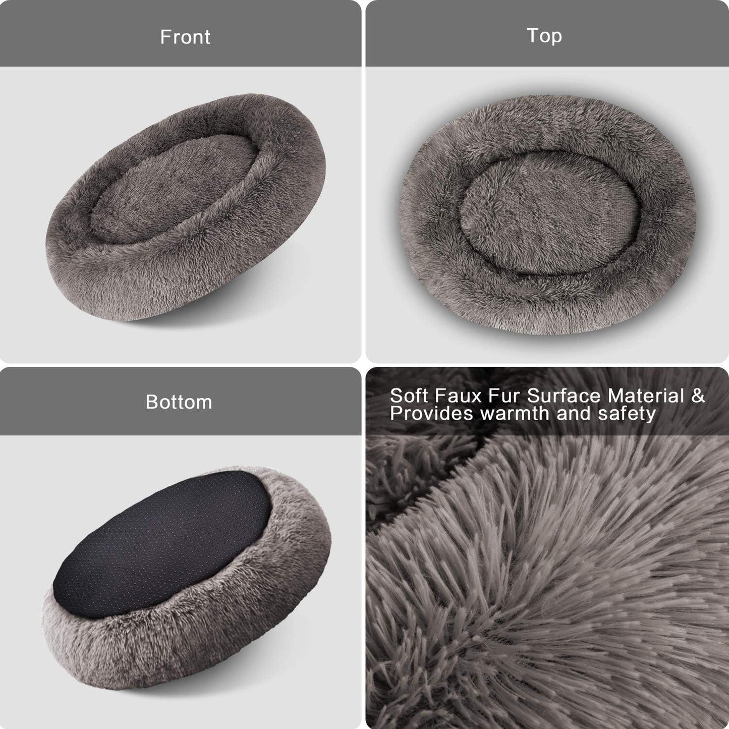 Fluffy Luxe Pet Bed for Dogs & Cats, Anti-Slip, Waterproof Base, Machine Washable, Durable 5 Colors Available