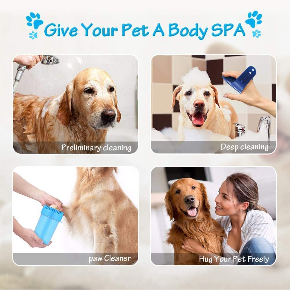 Dog Paw Cleaner Set, 2 in 1 Silicone Dog Paw Washer Cup for Grooming Muddy Paws, Dog Grooming Dog Cleaning Dog Foot Washer for Dog Cat (6.5 Inch)