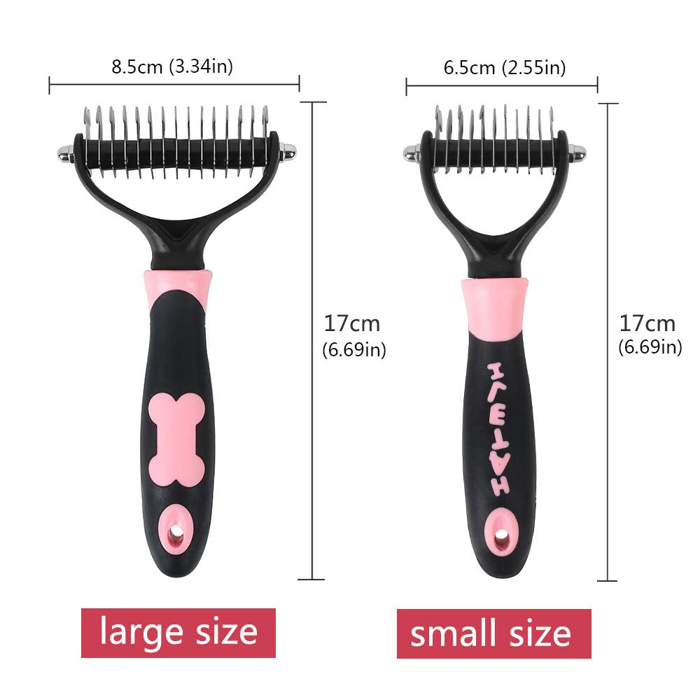 Slicker Brush for Cat & Dog - Self Cleaning Hair Brush for Shedding Removes Mats, Tangles and Loose Hair Suitable for Long & Short Hair (Undercoat Pink)