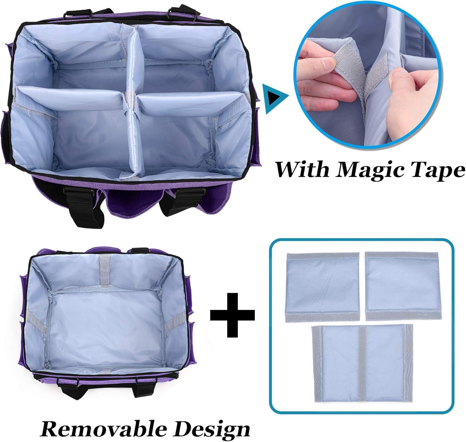 Dog Grooming Tote Bag, Cat Grooming Tools Organizer for Pets Grooming Kit and Supplies, Purple