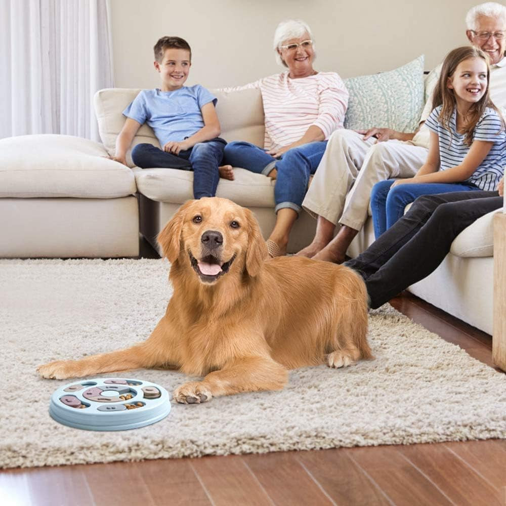 Dog Puzzle Toys and Flying Turntable Toy Sets, Interactive Training Treats Dog Toys, Slow Feeder Dog Toys to Aid Pets Digestion, Prevent Puppy Dogs Boredom and Anxiety (Blue, Round)