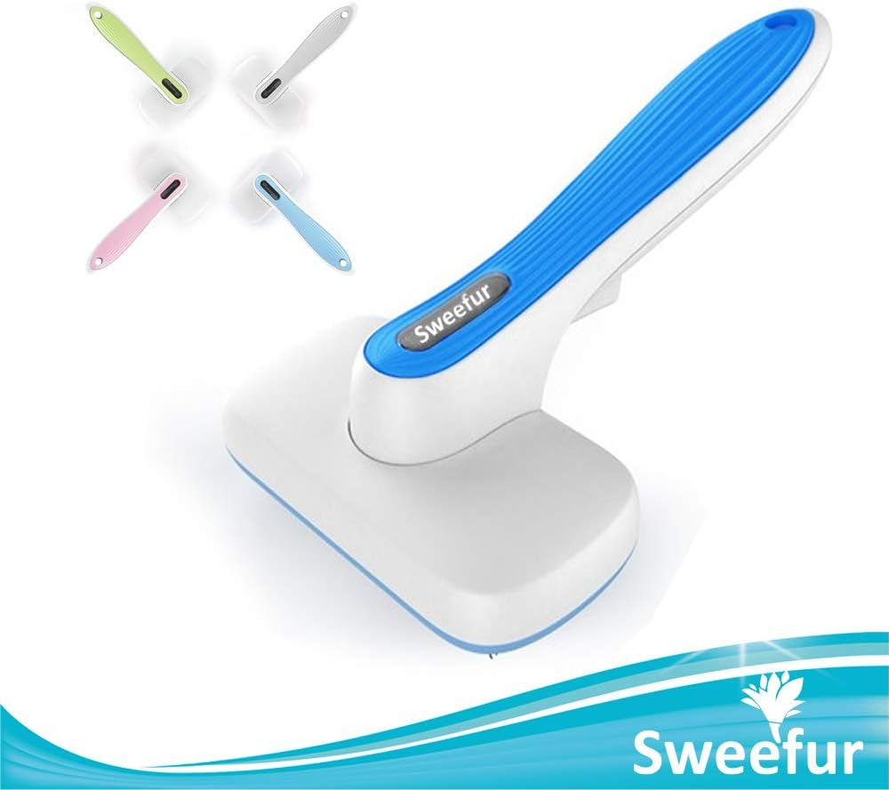 Automatic Pet Hair Removal Comb, Self-Cleaning Slicker Brush for Dogs & Cats- Grooming Shedding Brush for Small, Medium and Large Dogs and Cats- Pet Hair Brush with Soft Grip Handle- Blue
