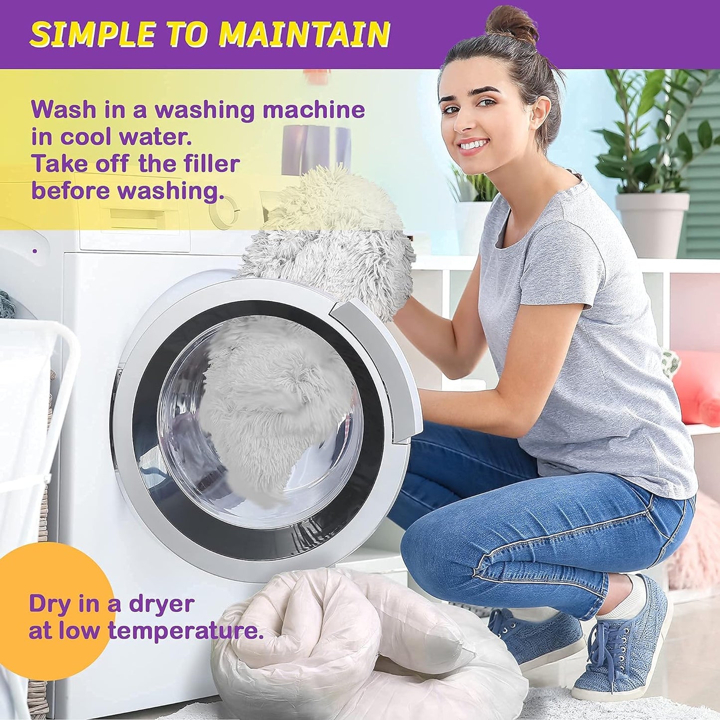 Calming Dog Bed for Small Dogs - Cozy Faux Fur anti Anxiety Dog Cuddler Bed – Ultra Soft Fluffy Donut Dog Bed – Luxury round Cat Cushion Bed – Comfy Plush Pet Bed for Small Dogs Cats (23 Inch, Frost)