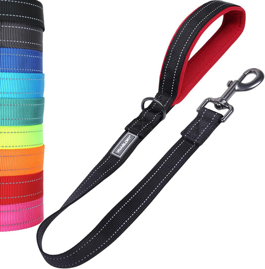 Short Dog Leash Closelyt Traffic Leash for Dog with Soft Padded Handle for Training & Walking, Padded Neoprene & Heavy Duty, 30Inch, Black/Red