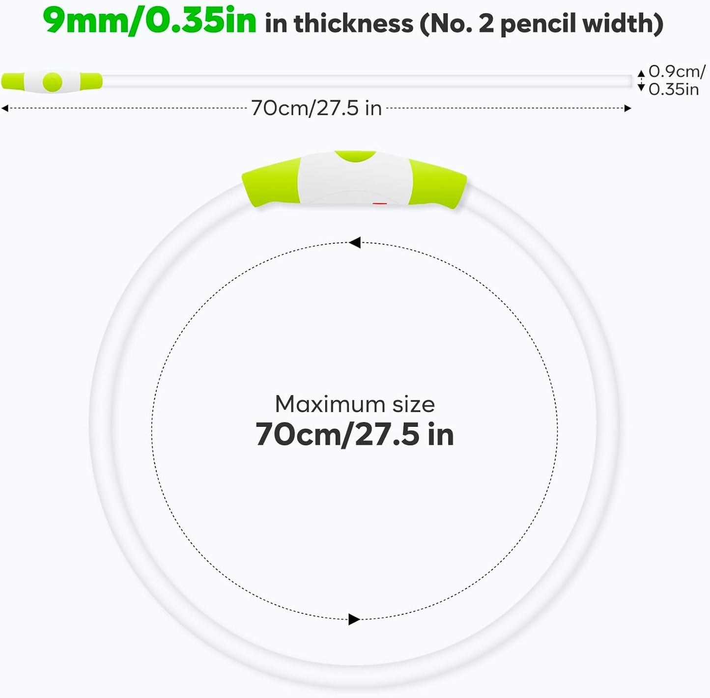 Led Dog Collar - Waterproof Lighted Pet Collar Rechargeable for Night, TPU Cuttable Light up Doggie Collar for Small, Medium, Large Dogs Walking (Green)