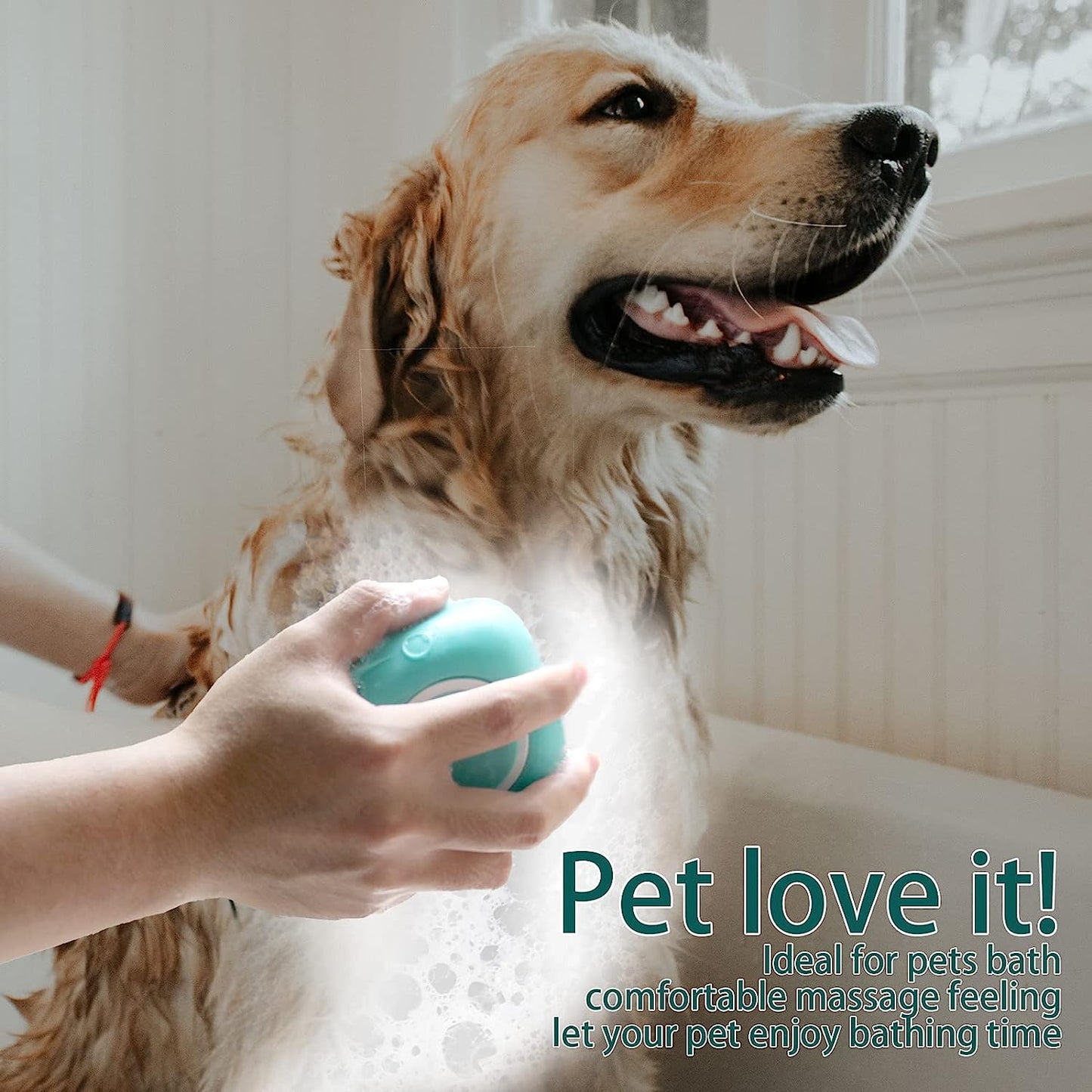 Pet Bath Brush Dog Baths Brush Shampoo Dispenser Soft Silicone Dog Bathing Brushes Dogs Shampoo Brushes Scrubbers for Cats and Dogs Shower Brush Grooming (Blue)