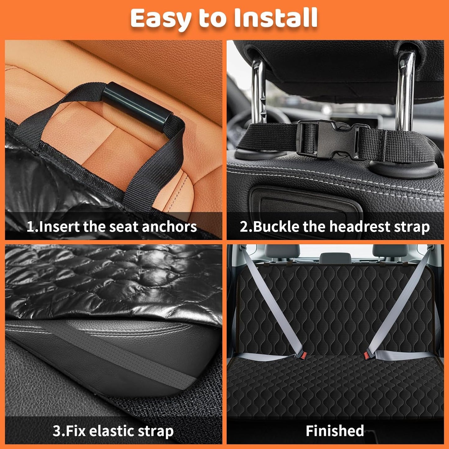 Waterproof Dog Car Seat Cover for Back Seat - Scratch Proof & Nonslip Backing & Bench Seat Cover, Quilted, Padded, Durable Pet Seat Protector for Cars Trucks and Suvs