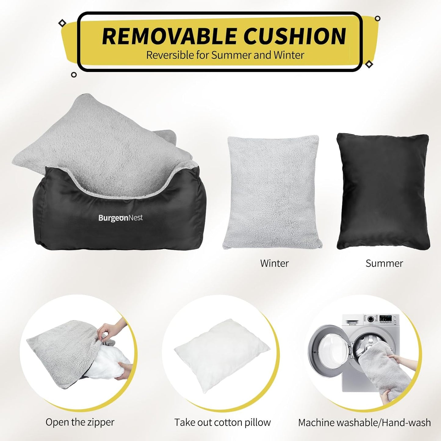 Dog Car Seat for Small Dogs, Soft Pet Car Travel Home Bed under 25 Lbs, Fully Detachable and Washable Cat Booster Carseats with Storage Pockets and Clip-On Leash Portable Carrier,Black