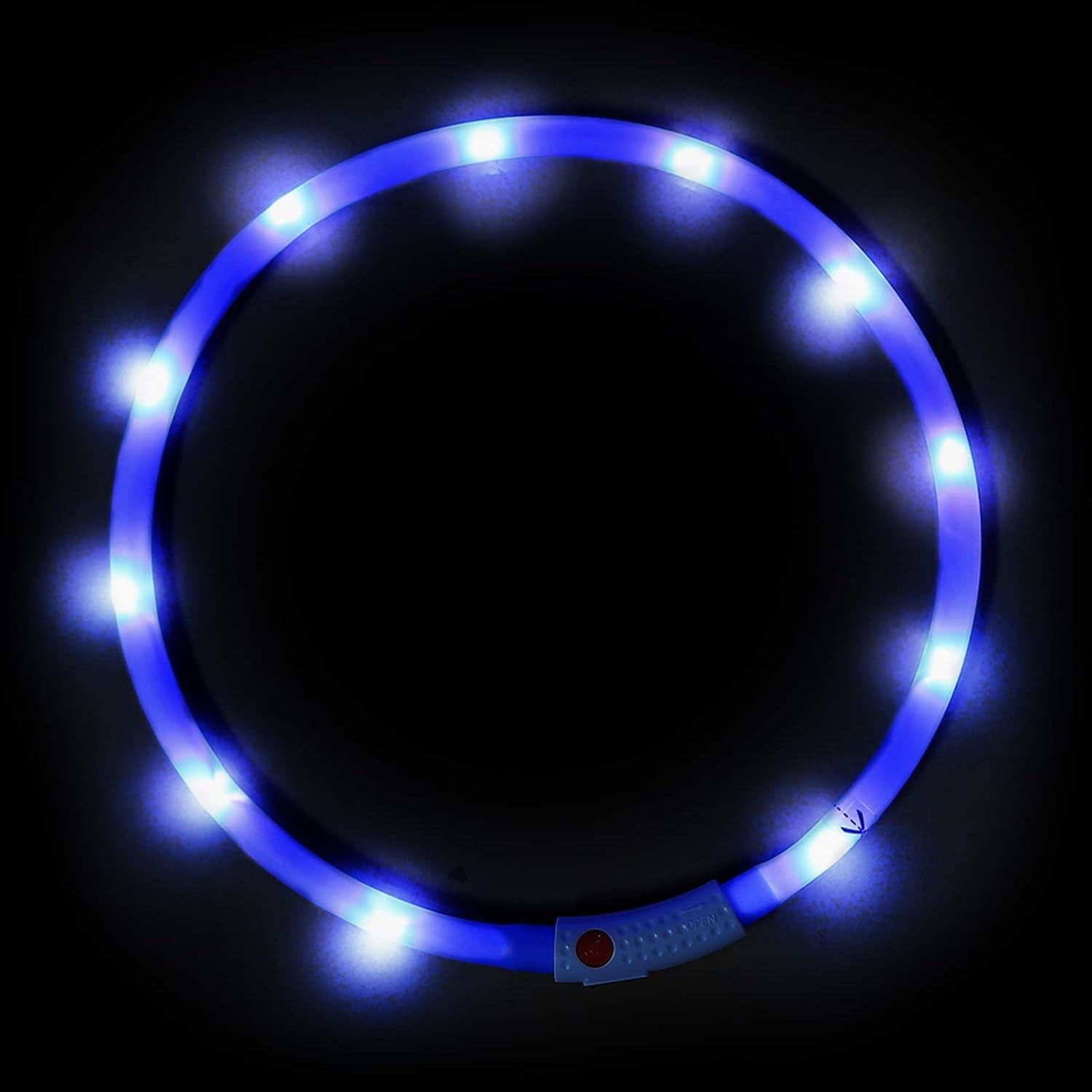 LED Dog Necklace Light, USB Rechargeable Light up Dog Collar, Flash LED Dog Collar for Your Dogs Camping (Blue-Silicone)