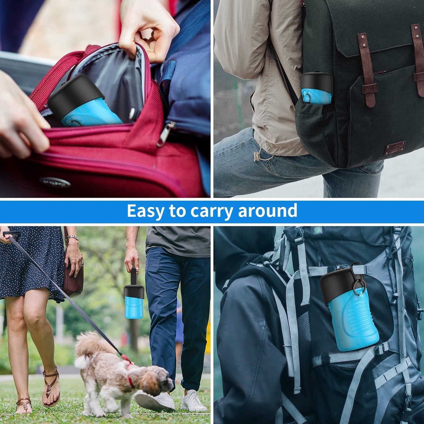 Portable Dog Water Bottle, Foldable Pet Water Bottle for Dog with Water Stop Valve Puppy Travel Walking Hiking Water Bottle, Leak Proof Pet Water Dispenser Lightweight & Convenient for Outdoor(18Oz)