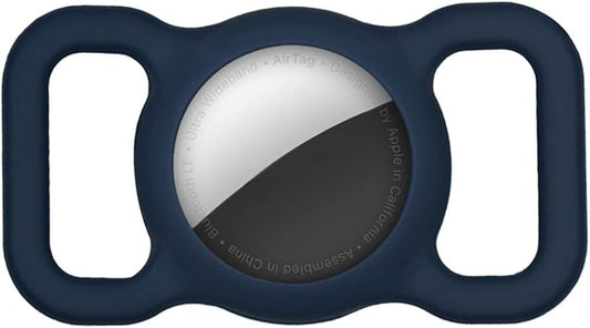 Dog Collar Holder Perfect for a Finder - Protective Finder Case for Dog and Pet Collars, Backpacks, Lightweight Soft Silicone Air Tag Holder for Collars (Navy)