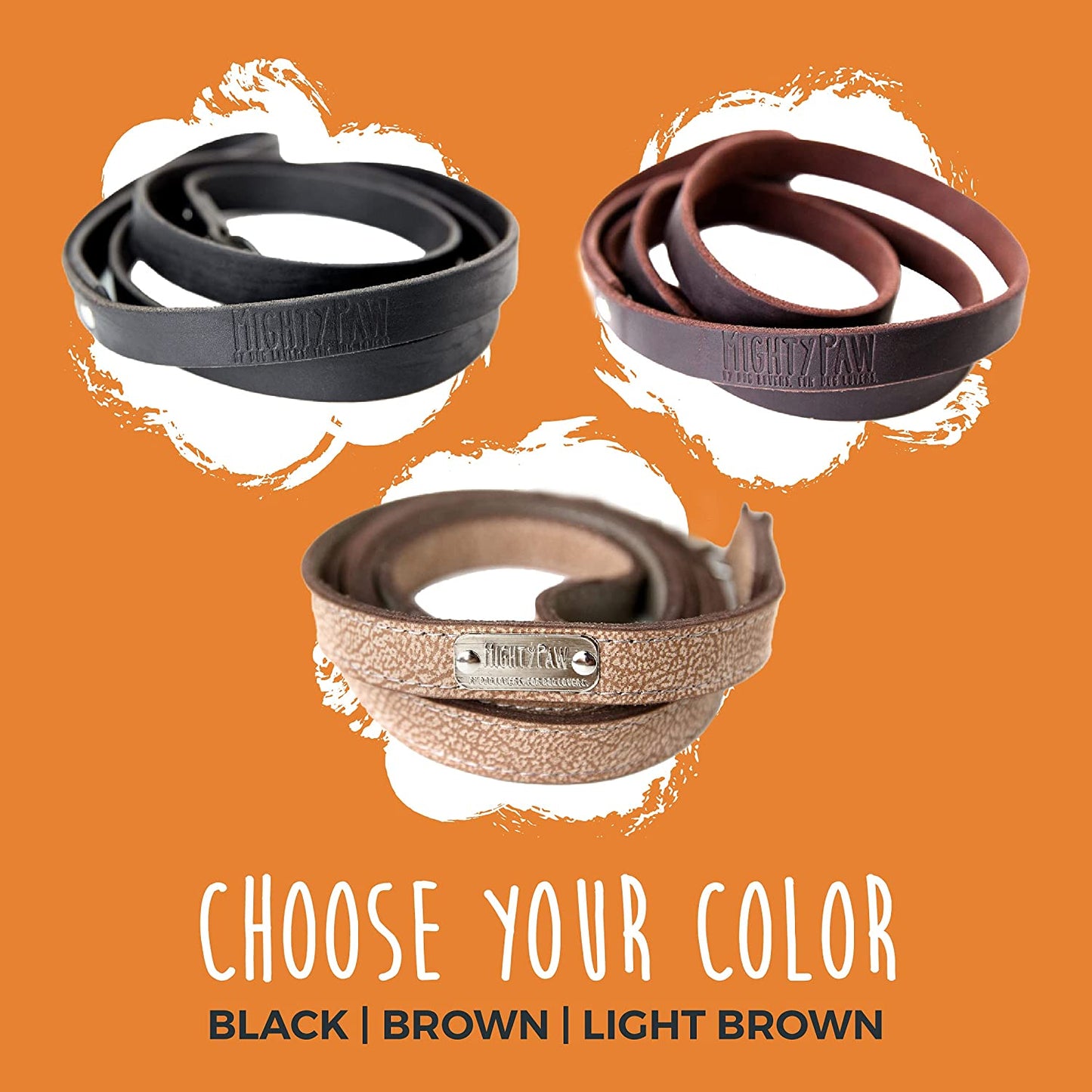 Luxury Leather Dog Leash - Genuine Material Leather Leashes for All Pet Sizes - Pet Lead - 5 Ft Premium Quality - Soft Material - Light Brown