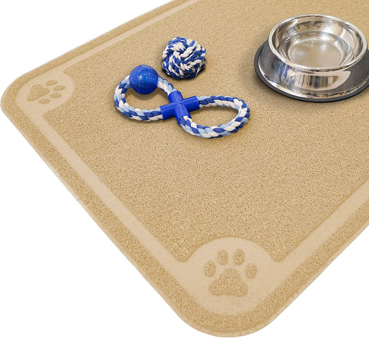 , Bowl Mat for Cat and Dog, Silicone Non-Slip Absorbent Waterproof Dog Food Mat, Easy to Clean, Unique Paw Design