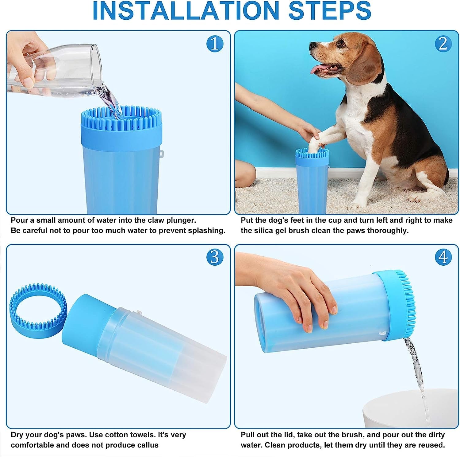 Large 2 in 1 Dog Grooming and Paw Cleaning Brush for Big Dogs and Cats (No.D941034)