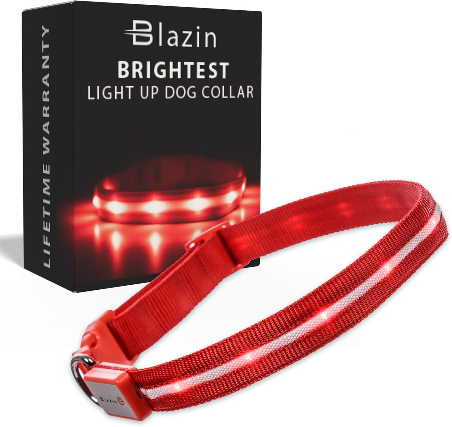 Light up Dog Collar - the Original LED Dog Collar - USB Rechargeable - Waterproof - 1,000 Feet of Visibility - Dog Collar Light for Small, Medium, Large Dogs - US Brand