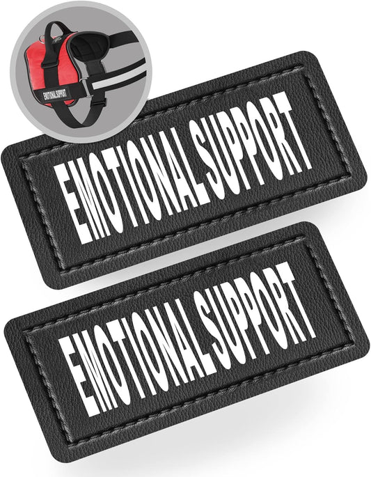 Emotional Support Dog Patch Tag with Hook Back - Reflective Lettering on ESA Patch for Vest, Harness, or Collar - Set of Two Emotional Support Dog Patches for ESA Vest