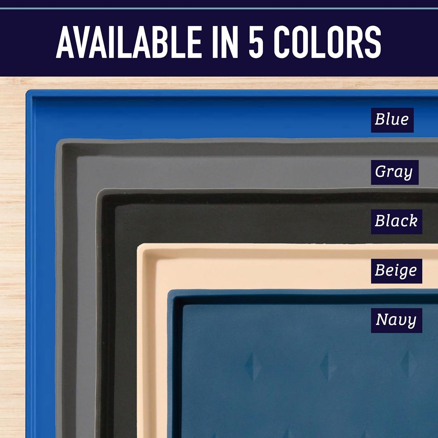 Waterproof Raised-Edge Dog Tray for Food & Water - Silicone Dog Food Mat, Non-Slip Pet Bowl Mat, Dishwasher-Safe Pet Placemat, XL 25 X 17 In, Gray