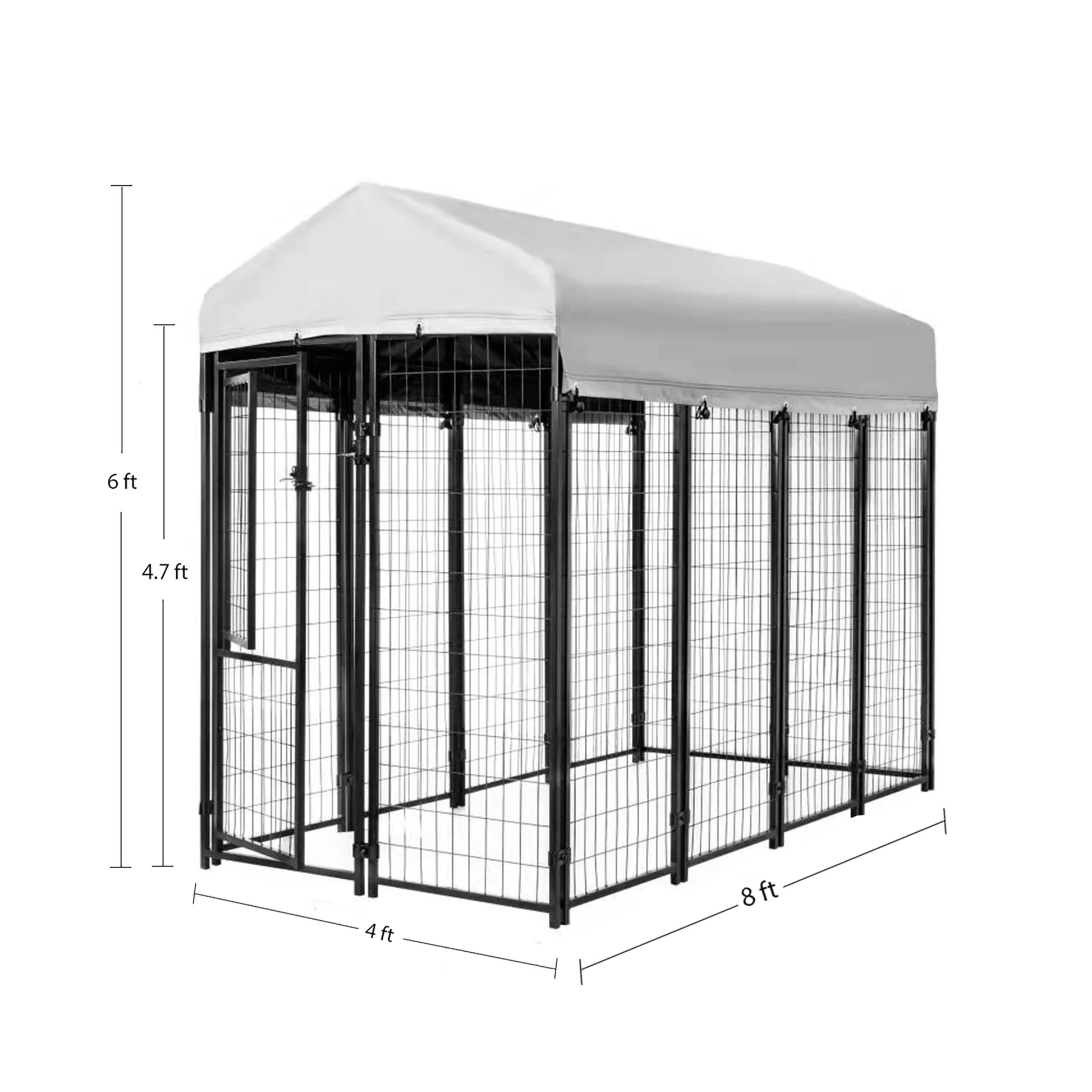Welded Wire Dog Kennel with Waterproof Cover Black 8 Ft X 4 Ft X 6 Ft Indoor & Outdoor
