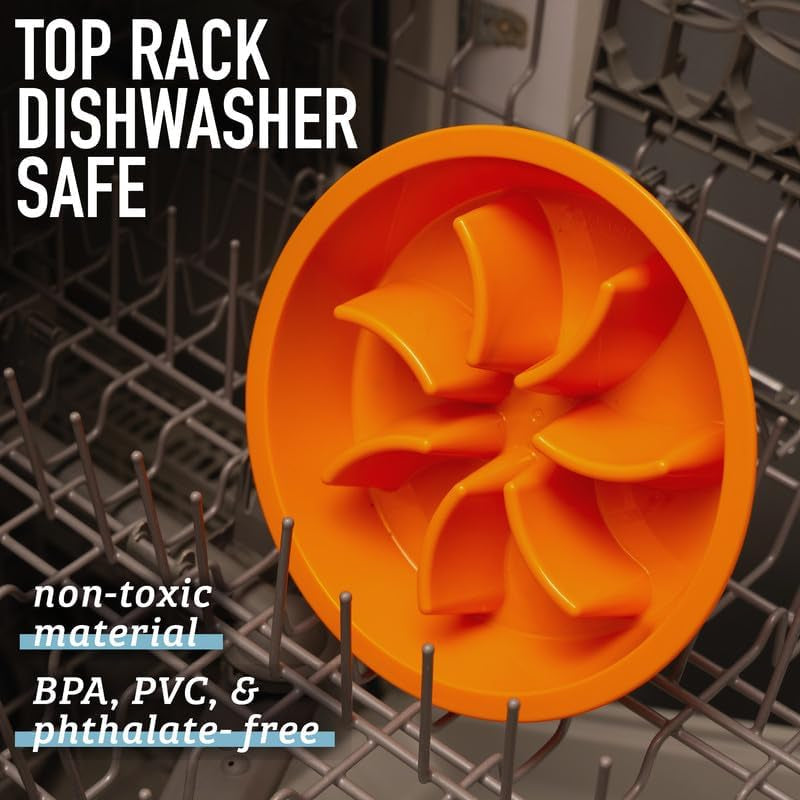 Slow Feeder Dog Bowls - 2 Cup, Puzzle Dog Food Bowl with Feeder Holes, Fits into Elevated Pet Feeders, Slow Eating for Large, Medium & Small Sized Breeds, Blue